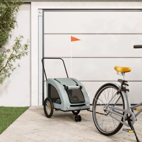 Pet Bike Trailer Gray Oxford Fabric and Iron