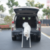 Foldable Aluminum Dog Car Step Ramp, Dog Ramp Climbing Ladder with PVC Handle, Non-slip Foot Mats for Most Sized Dogs, Pet Ramp Ladder, Black