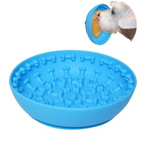 Pet Dog Slow Bowl Feeder Bowls with Suction Cup, Interactive for Boredom Anxiety Reduction, Distractor Toy (Color: Blue)