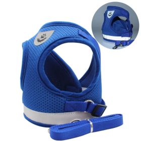 dog Harnesses and dog leash set; Pet Chest Strap Vest Dog Towing Rope Reflective Breathable Dog Rope Pet Supplies Wholesale (Specification (L * W): XS, colour: Blue)