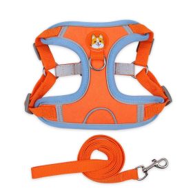 dog Harnesses and dog leash set; Pet Chest Strap Vest Dog Strap Small Dog Rope Wholesale Reflective Dog Towing Rope (Specification (L * W): XL, colour: orange)