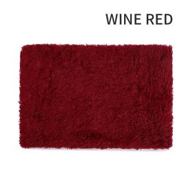 Dog Bed And Extra Matching Cover Sheet Dog Crate Pad Ultra Soft Dog Bed Mat Washable Pet Kennel Bed With Non-Slip Bottom Fluffy Plush Sleeping Mat For (Color: Wine Red, size: L)