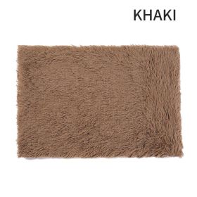 Dog Bed And Extra Matching Cover Sheet Dog Crate Pad Ultra Soft Dog Bed Mat Washable Pet Kennel Bed With Non-Slip Bottom Fluffy Plush Sleeping Mat For (Color: Khaki, size: L)