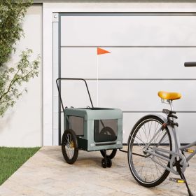 Pet Bike Trailer Gray and Black Oxford Fabric and Iron (Color: gray)